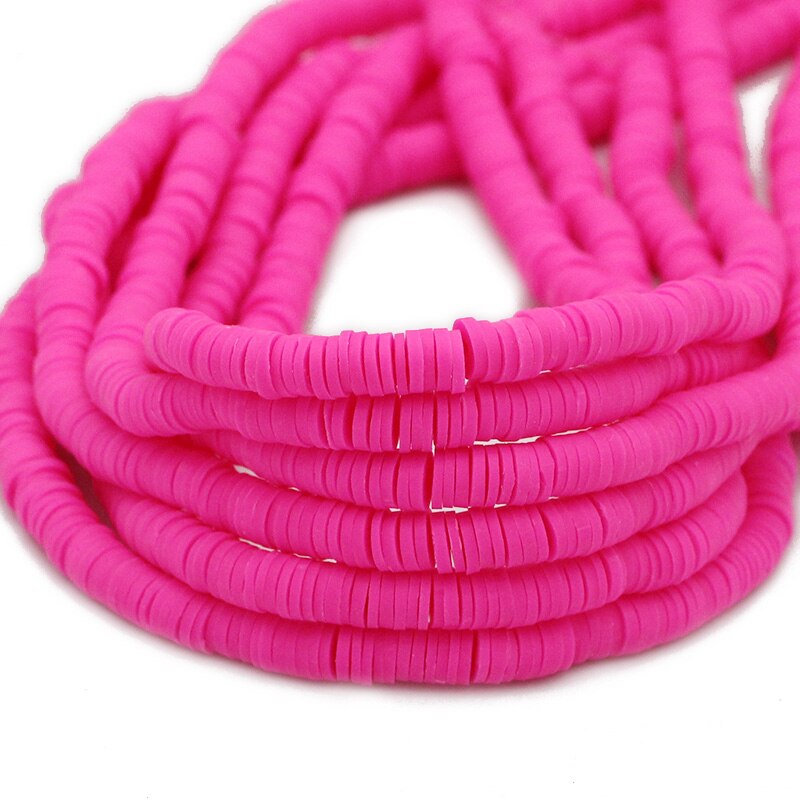 45 Colors 16" 6mm Flat Round Polymer Clay Beads