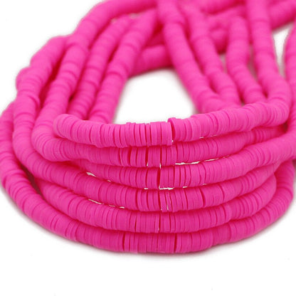 45 Colors 16" 6mm Flat Round Polymer Clay Beads