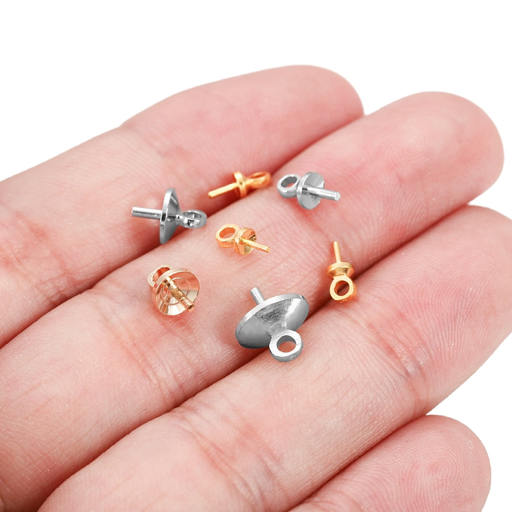 Brass Half Hole Charms Eye Pins Beads End Caps, 50-100pcs