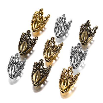 Goldlegierungs-Hohlblumen-Perlenkappen, 2 Stück