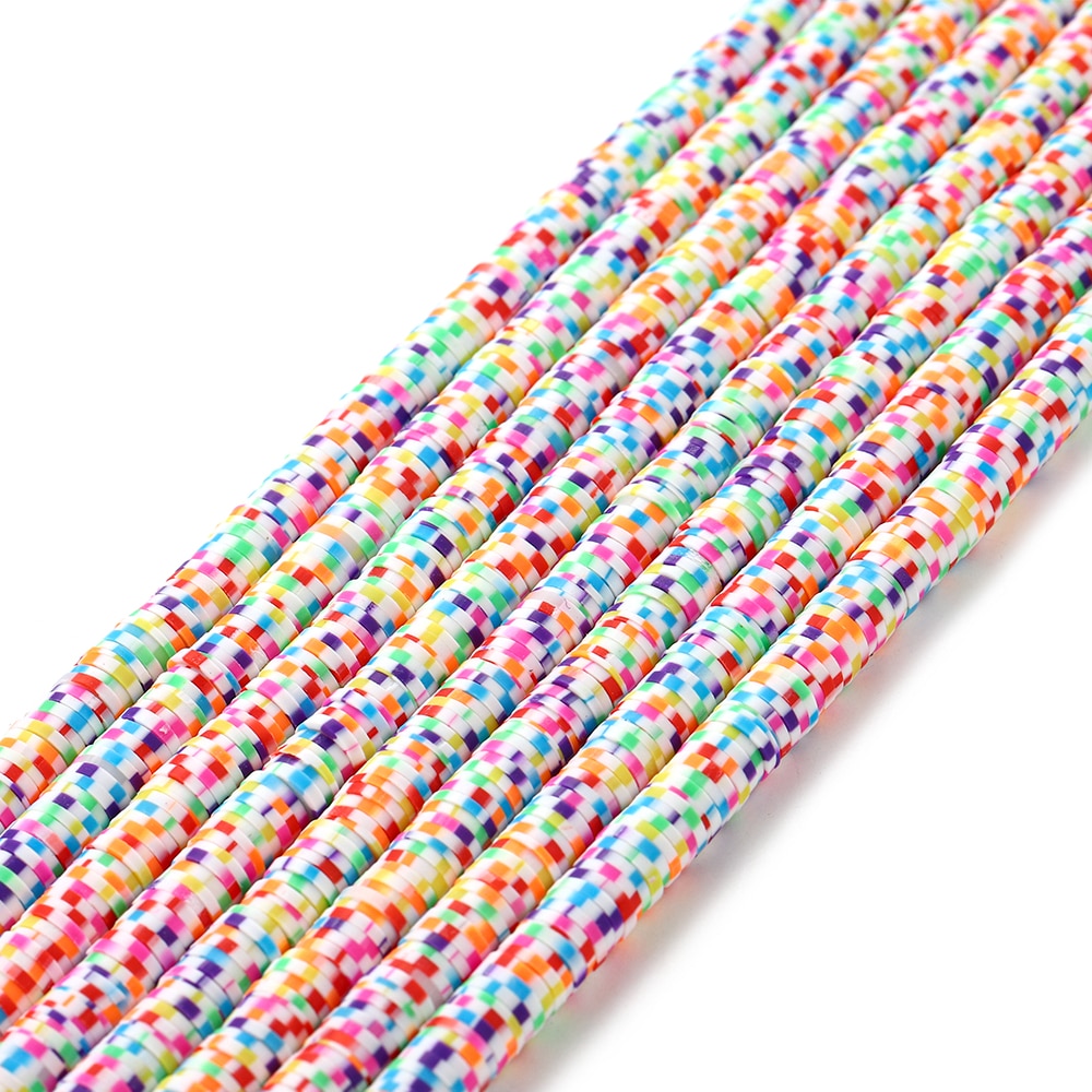 4-5mm Flat Round Polymer Clay Beads Mix