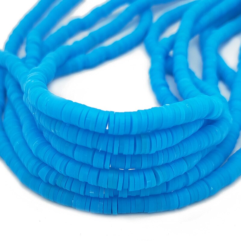 45 Colors 16" 6mm Flat Round Polymer Clay Beads