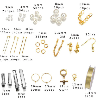 Kit de fournitures pour la fabrication de bijoux, 1200 pièces