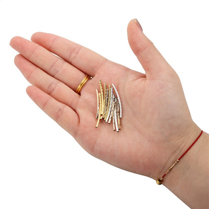 Stripe Copper Curve Tube Spacer Beads 25-30mm, 100pcs