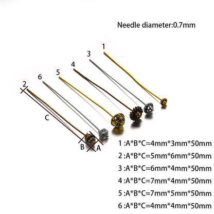 50mm Gold Flower Head Pins, 20pcs