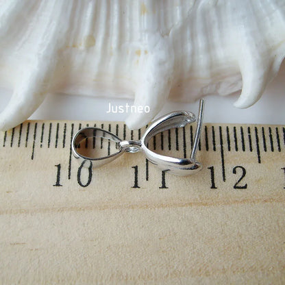 solid 925 sterling silver pendant clasp connector, rhodium plated pinch bail for necklace & pendant silver jewelry, diy