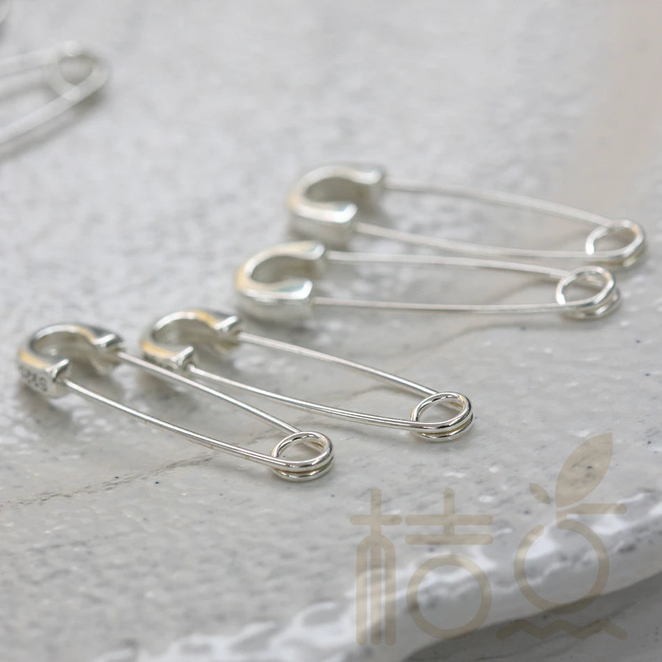 DIY Supply-One Piece 925 Sterling Silver Finding Safety Pin LInk- Earring Finding - 29mmx7.5mm (4109C)