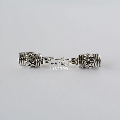 Antiqued solid 925 sterling silver S Clasp Leather Cord End Cap , Thai Silver jewelry diy findings/components  1