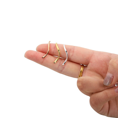 Smooth Copper Curved Tube Spacer Beads, 100pcs