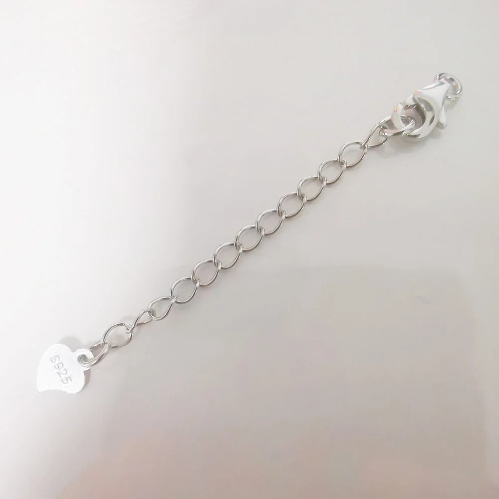Solid 925 Sterling Silver 8MM Lobster Trigger Clasp with Extender Chain  Rhodium plated