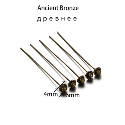 50mm Gold Flower Head Pins, 20pcs