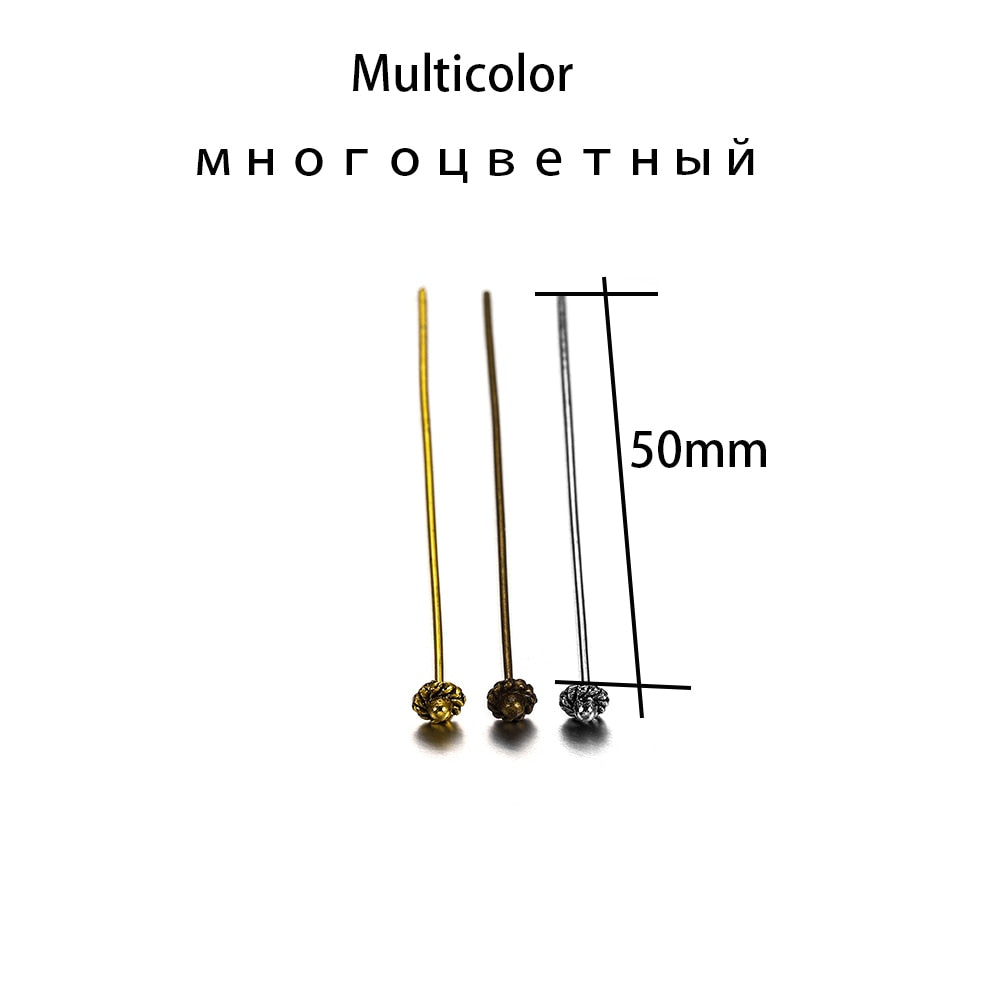 50mm Gold Flower Head Pins, 20pcs