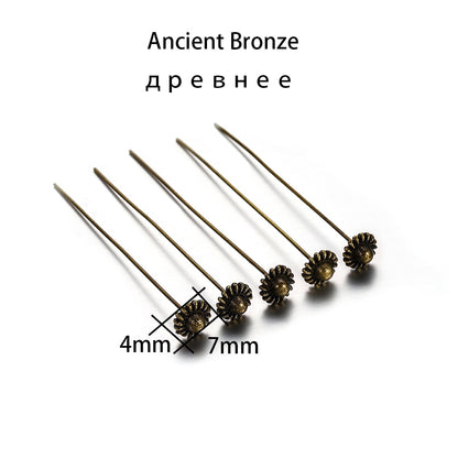 50mm Gold Flower Head Pins, 20pcs