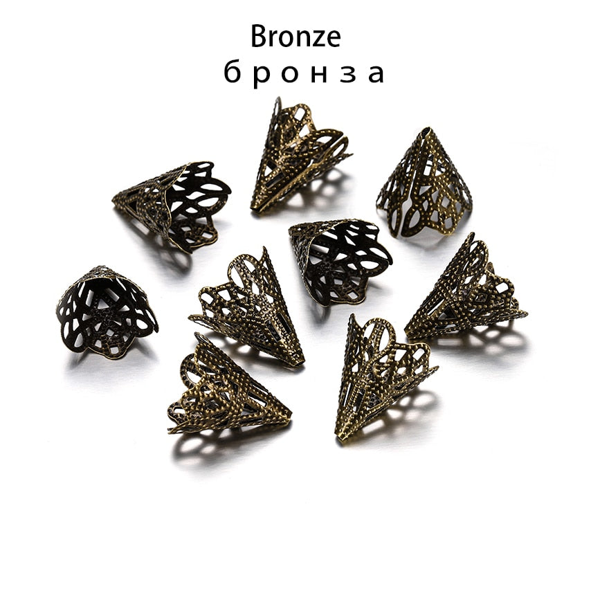 20x17mm Ancient Charms Flower Alloy Bead Caps, 30pcs