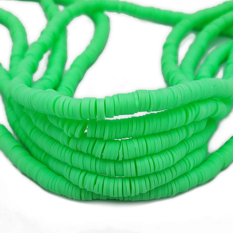 45 Colors 16" 6mm Flat Round Polymer Clay Beads