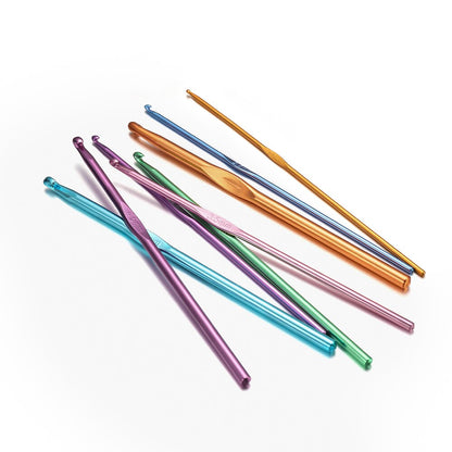 8pcs Aluminum Crochet Hooks Set with Metal Handle, 2-5.5mm