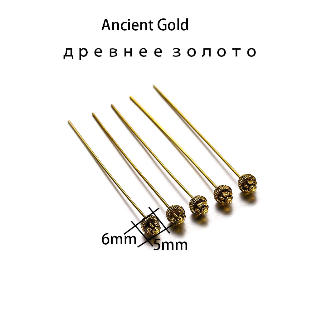 50mm Gold Flower Head Pins, 20pcs