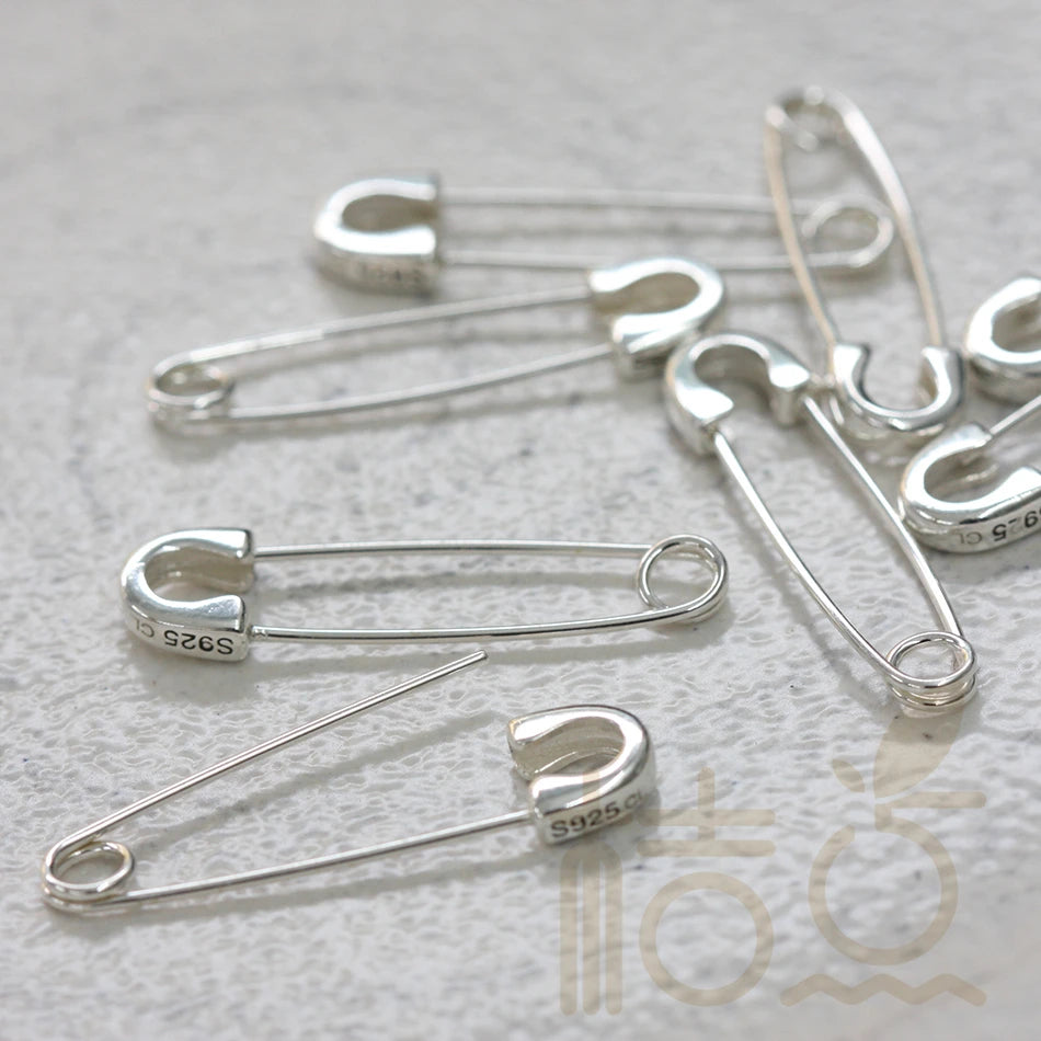 DIY Supply-One Piece 925 Sterling Silver Finding Safety Pin LInk- Earring Finding - 29mmx7.5mm (4109C)