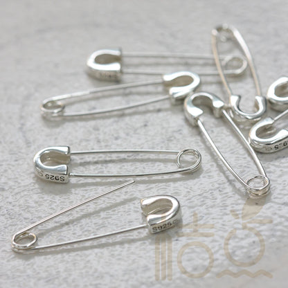 DIY Supply-One Piece 925 Sterling Silver Finding Safety Pin LInk- Earring Finding - 29mmx7.5mm (4109C)