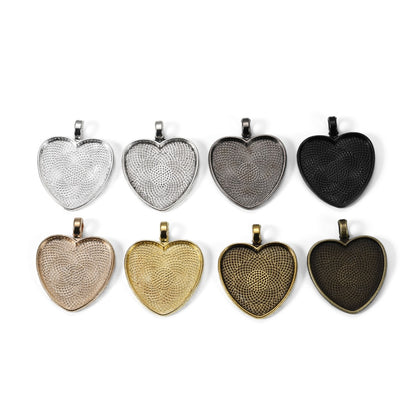 10pcs 25mm Heart-Shaped Cabochon Pendant Base
