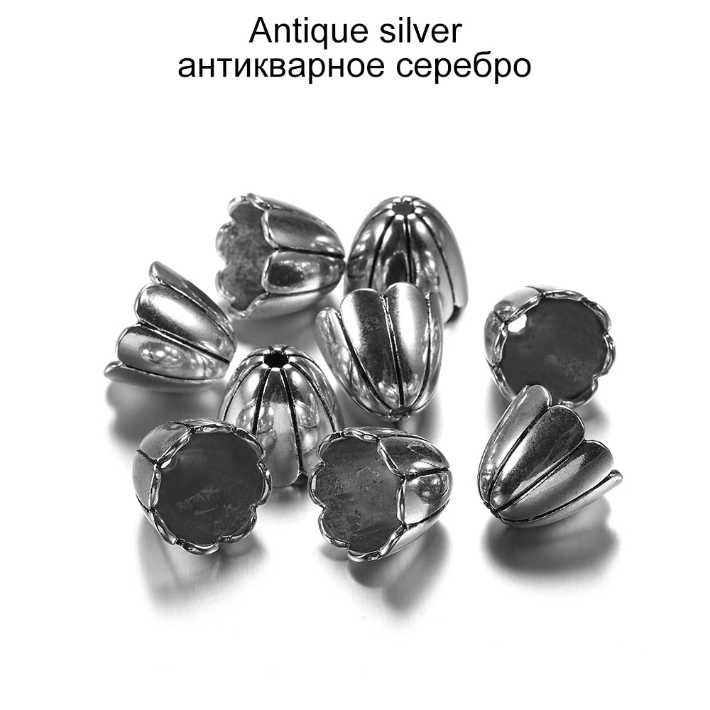 Goldlegierungs-Hohlblumen-Perlenkappen, 2 Stück