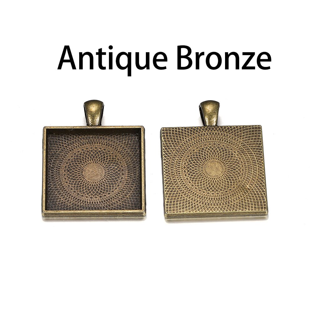 5pcs 25mm Gold Plated Square Cabochon Base