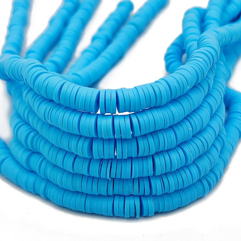 45 Colors 16" 6mm Flat Round Polymer Clay Beads