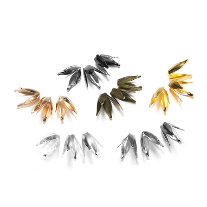 Filigrane Blütenblatt-Perlenkappen aus Silber und Gold, 100 Stück