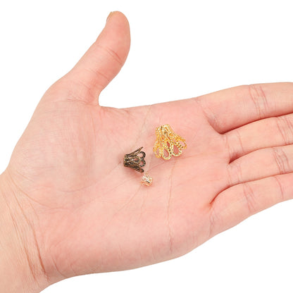 Antique Metal Wine Cup Flower Bead Caps, 100pcs