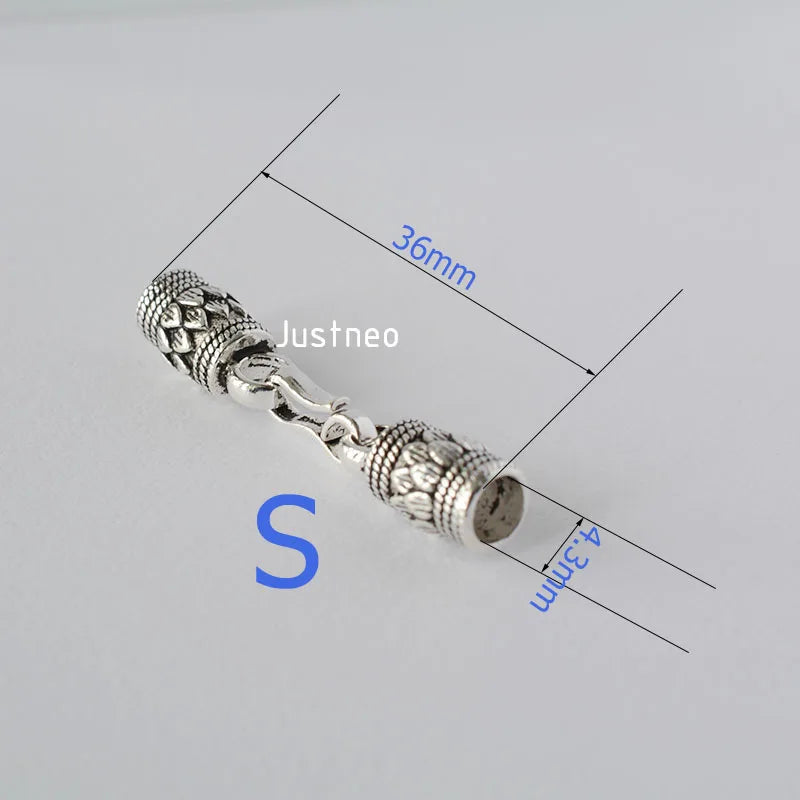 Antiqued solid 925 sterling silver S Clasp Leather Cord End Cap , Thai Silver jewelry diy findings/components  1