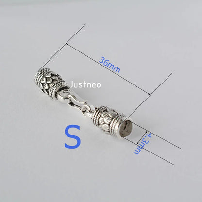 Antiqued solid 925 sterling silver S Clasp Leather Cord End Cap , Thai Silver jewelry diy findings/components  1