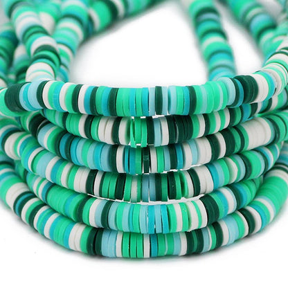 6mm Mixed Color Flat Round Polymer Clay Beads