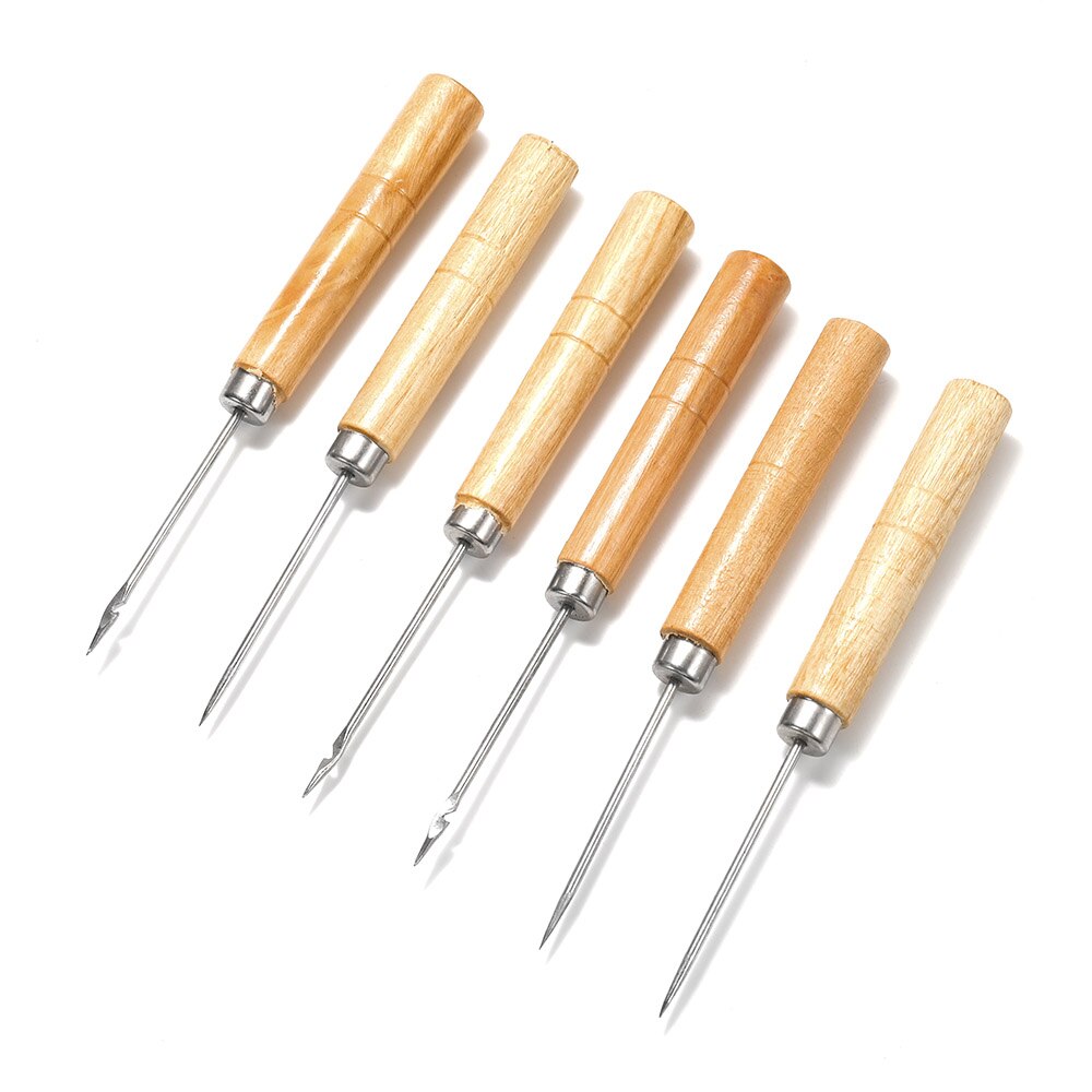 Poinçon de couture en bois, 2 pièces, pour la fabrication du cuir et des bijoux