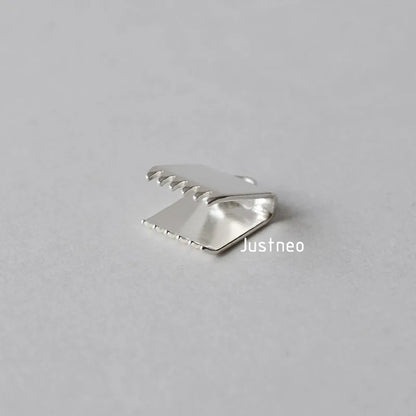 Solid 925 Sterling Silver Ribbon Cord End Clamps Foldover Clasps, jewelry DIY silver findings/components