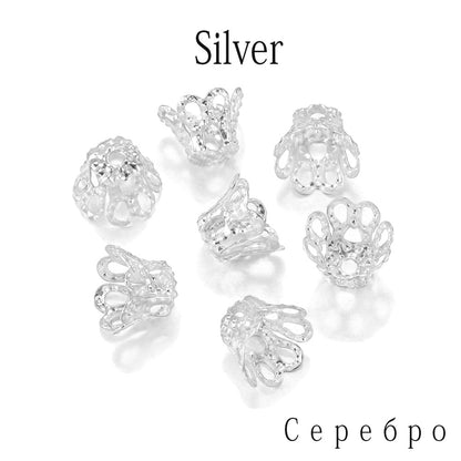 Antique Metal Wine Cup Flower Bead Caps, 100pcs