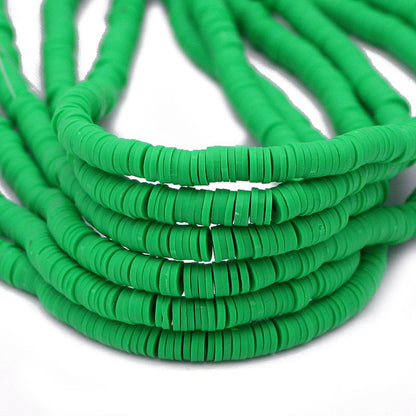 45 Colors 16" 6mm Flat Round Polymer Clay Beads