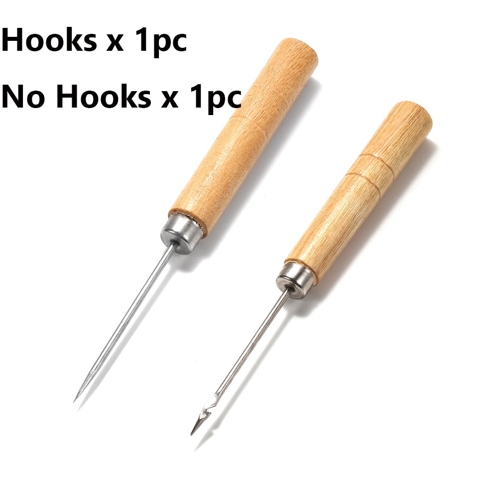 Poinçon de couture en bois, 2 pièces, pour la fabrication du cuir et des bijoux