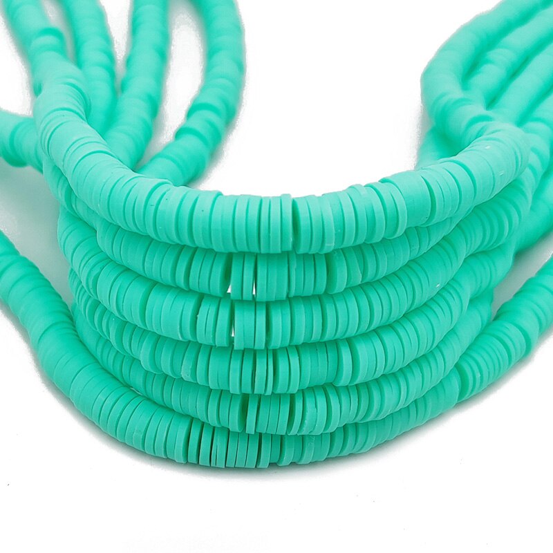 45 Colors 16" 6mm Flat Round Polymer Clay Beads