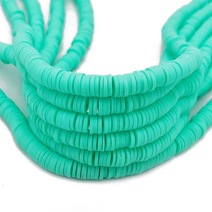 45 Colors 16" 6mm Flat Round Polymer Clay Beads