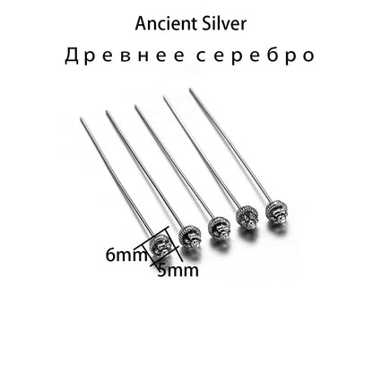 50mm Gold Flower Head Pins, 20pcs