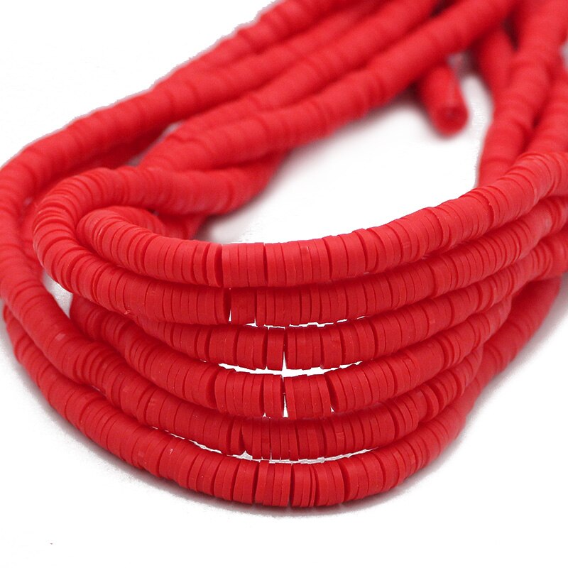 45 Colors 16" 6mm Flat Round Polymer Clay Beads