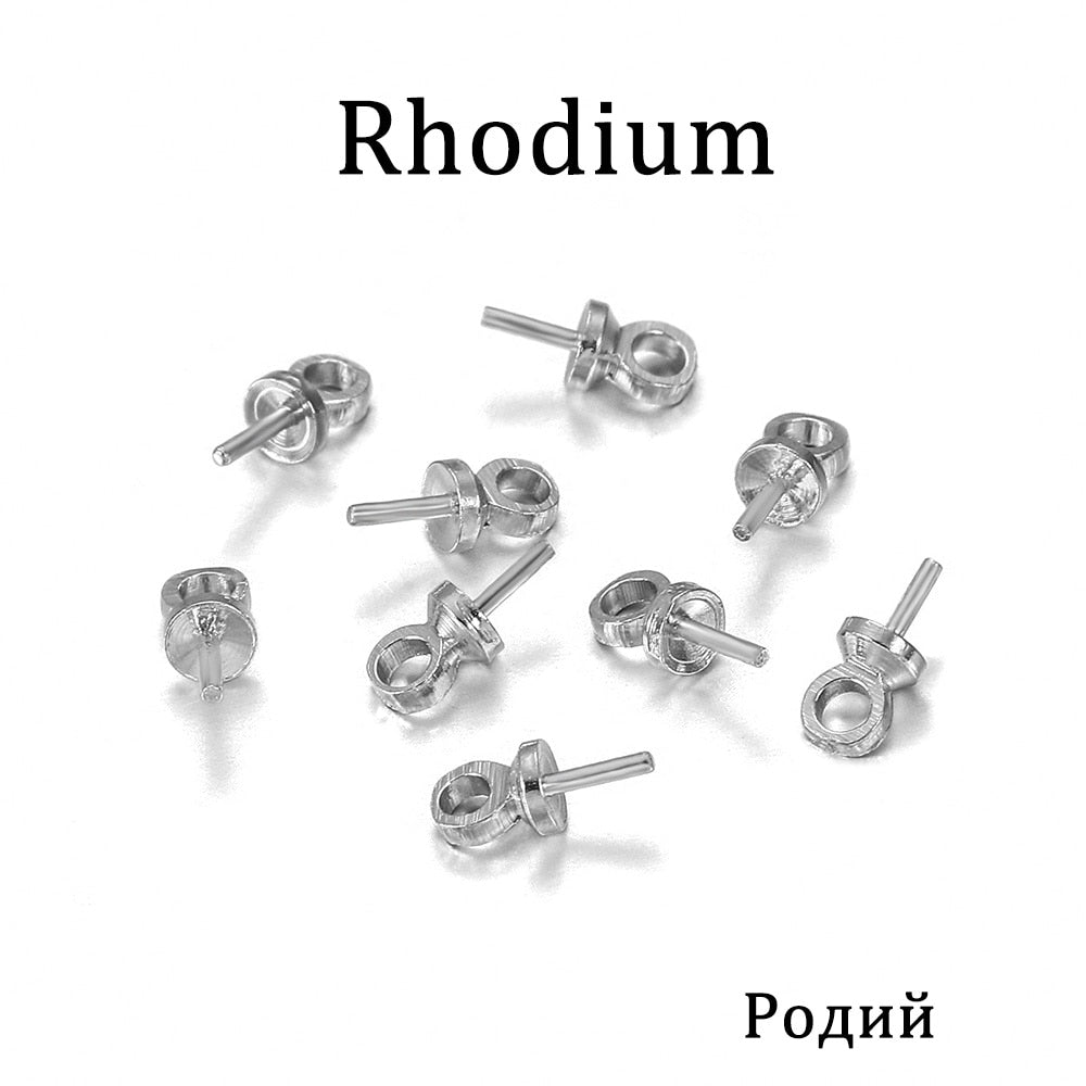 Brass Half Hole Charms Eye Pins Beads End Caps, 50-100pcs
