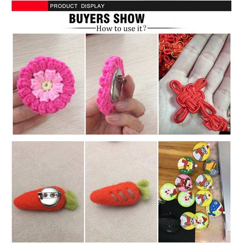 50pcs Rhodium Round Brooch Base with Pins