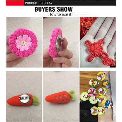 50pcs Rhodium Round Brooch Base with Pins