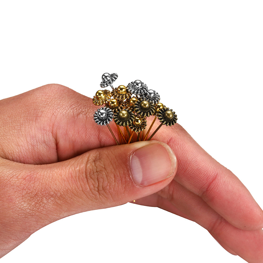 50mm Gold Flower Head Pins, 20pcs