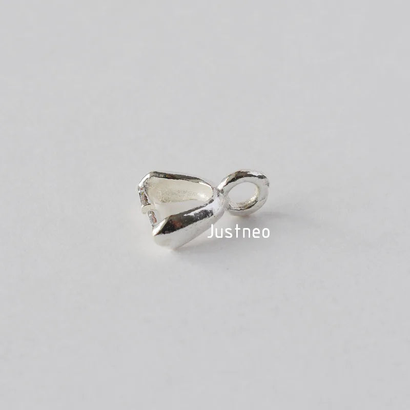 Solid 925 Sterling Silver Small Pinch Clip Bail Pendant Clasps Connector, jewelry DIY silver findings/components