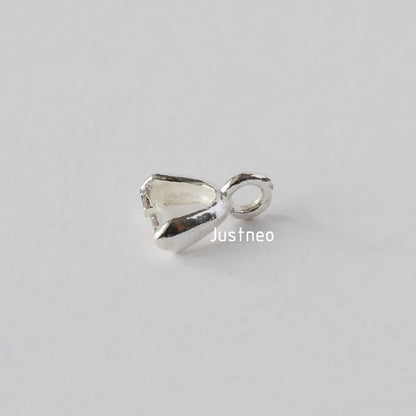 Solid 925 Sterling Silver Small Pinch Clip Bail Pendant Clasps Connector, jewelry DIY silver findings/components