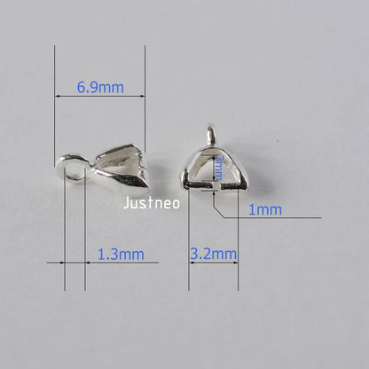 Solid 925 Sterling Silver Small Pinch Clip Bail Pendant Clasps Connector, jewelry DIY silver findings/components