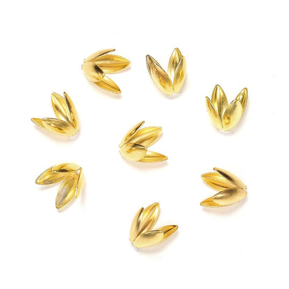 Vergoldete Blumenperlenkappen, 100 Stück