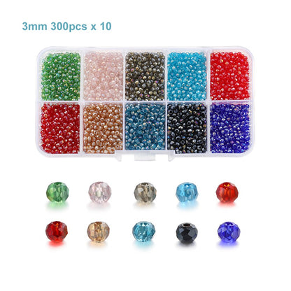 Faceted Glass Bicone Beads Box Set
